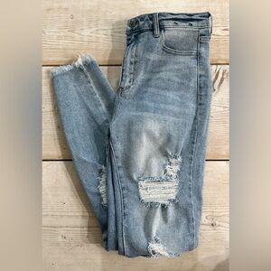 Cello Light Blue Distressed Ankle Jeans